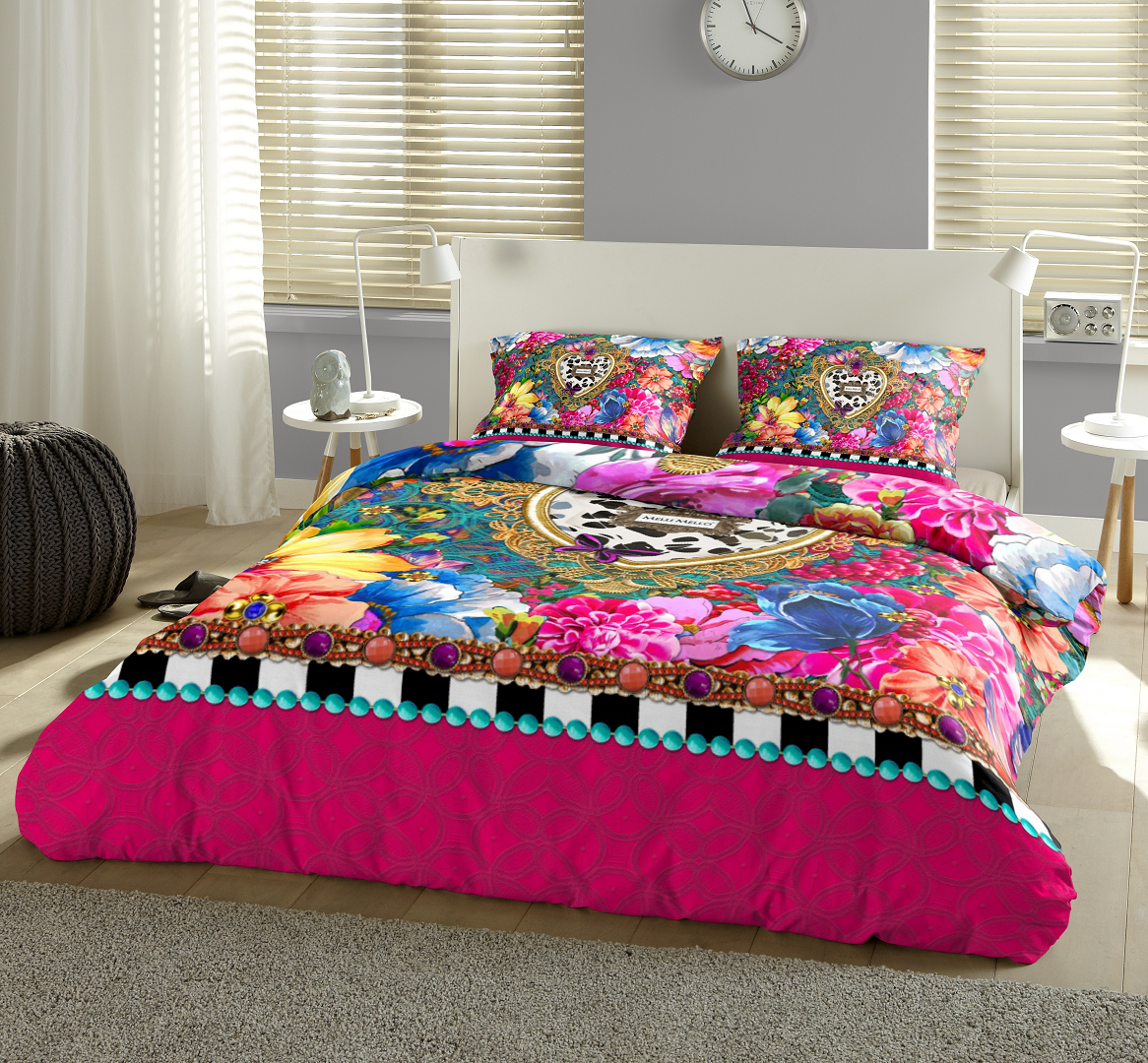 Set de lenjerie de pat “Inima de Dalmatian”, 100% satin de bumbac, pat king