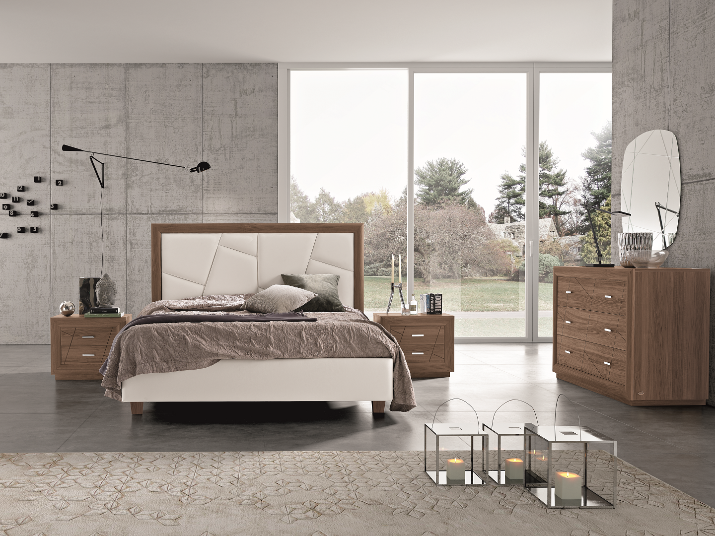 Mobilier modern din lemn de nuc, dormitor personalizabil