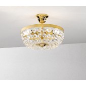 Lampa de plafon, din cristal, placata cu aur