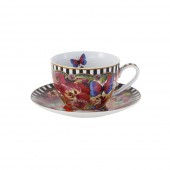 Set de ceasca si farfurie pentru cappuccino Eliza, 100% portelan, 250 ml -> 81 Ron