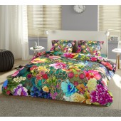 Set de lenjerie de pat “Festivalul Florilor”, 100% satin de bumbac, pat king