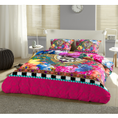 Set de lenjerie de pat “Inima de Dalmatian”, 100% satin de bumbac, pat king