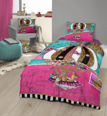 Set de lenjerie de pat “Calatoria in jurul lumii”, 100% satin de bumbac