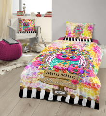 Set de lenjerie de pat “Owlee alaturi de mama”, 100% satin de bumbac