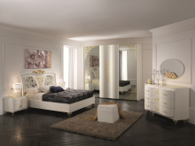 Dormitor italian modern Principessa (pat, dressing/sifonier, comoda dressing cu oglinda, noptiere) 