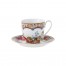 Set de ceasca ceai si farfurie cu flori, 100% portelan, 150 ml.